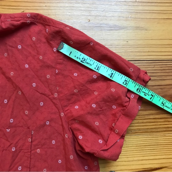 Madewell Orange White Embroidered Short Sleeve Button Down Top, EUC, S - Picture 6 of 12